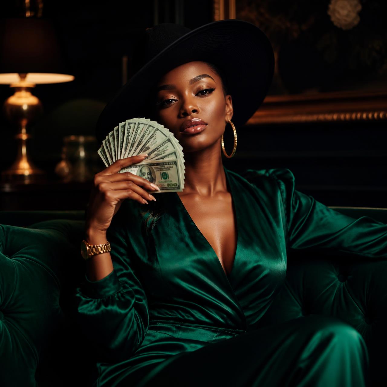 Elegant client of Linkup Sarabi holding US dollars
